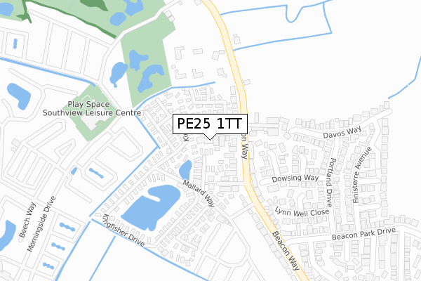 PE25 1TT map - large scale - OS Open Zoomstack (Ordnance Survey)