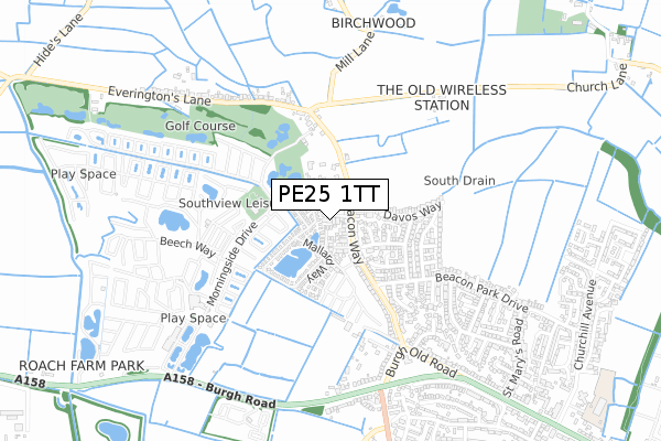 PE25 1TT map - small scale - OS Open Zoomstack (Ordnance Survey)