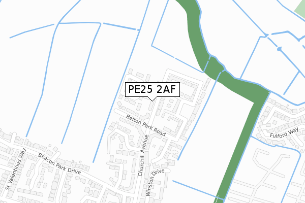 PE25 2AF map - large scale - OS Open Zoomstack (Ordnance Survey)