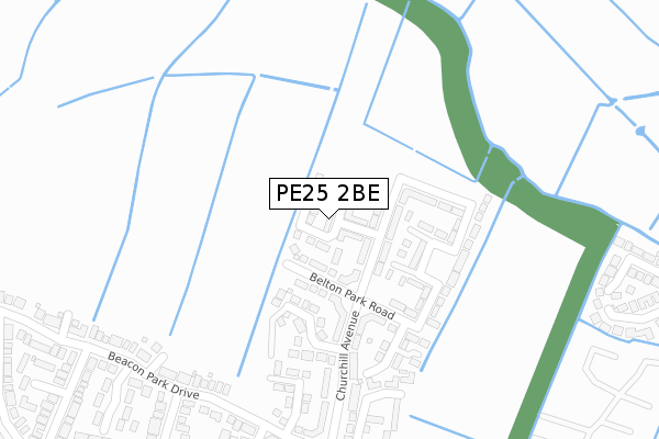 PE25 2BE map - large scale - OS Open Zoomstack (Ordnance Survey)