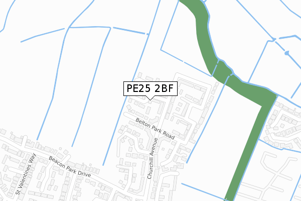 PE25 2BF map - large scale - OS Open Zoomstack (Ordnance Survey)