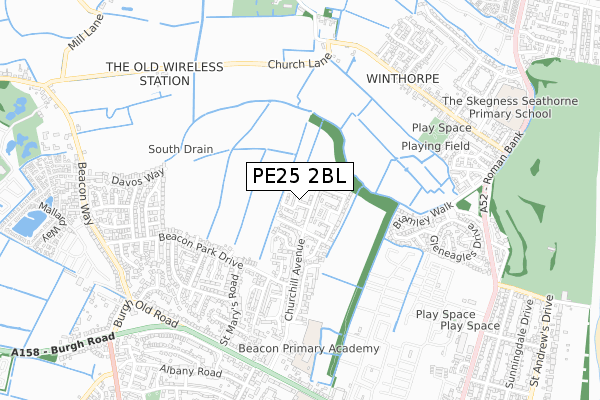 PE25 2BL map - small scale - OS Open Zoomstack (Ordnance Survey)