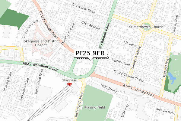 PE25 9ER map - large scale - OS Open Zoomstack (Ordnance Survey)