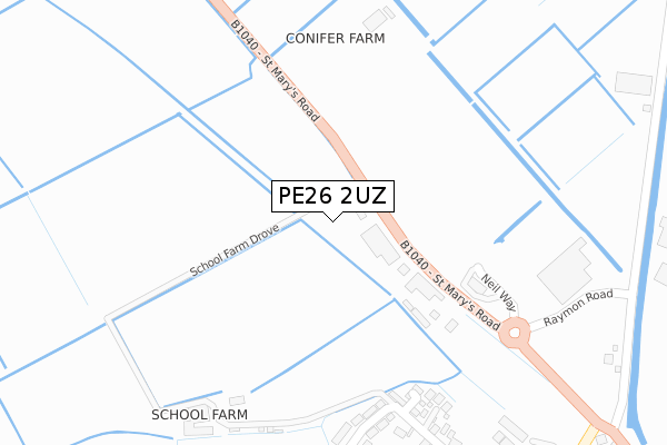 PE26 2UZ map - large scale - OS Open Zoomstack (Ordnance Survey)