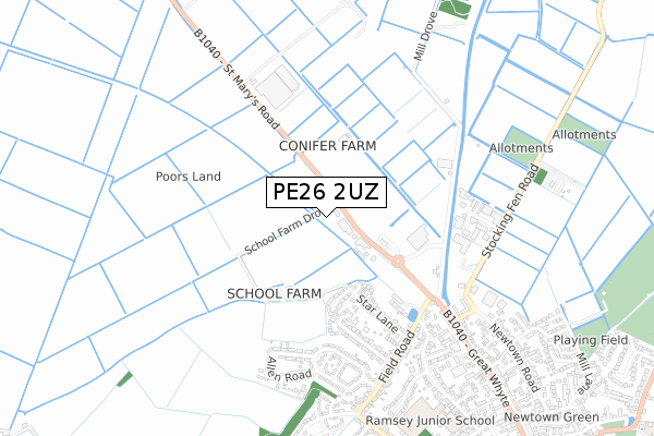 PE26 2UZ map - small scale - OS Open Zoomstack (Ordnance Survey)