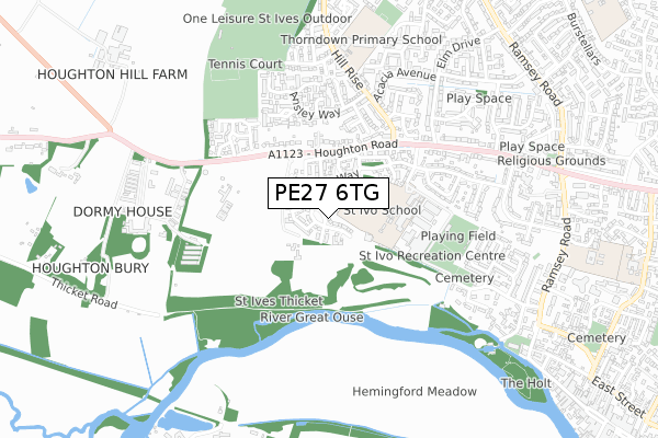 PE27 6TG map - small scale - OS Open Zoomstack (Ordnance Survey)