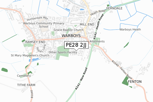 PE28 2JJ map - small scale - OS Open Zoomstack (Ordnance Survey) PE28 2JJ map - small scale - OS Open Zoomstack (Ordnance Survey)