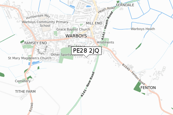 PE28 2JQ map - small scale - OS Open Zoomstack (Ordnance Survey) PE28 2JQ map - small scale - OS Open Zoomstack (Ordnance Survey)