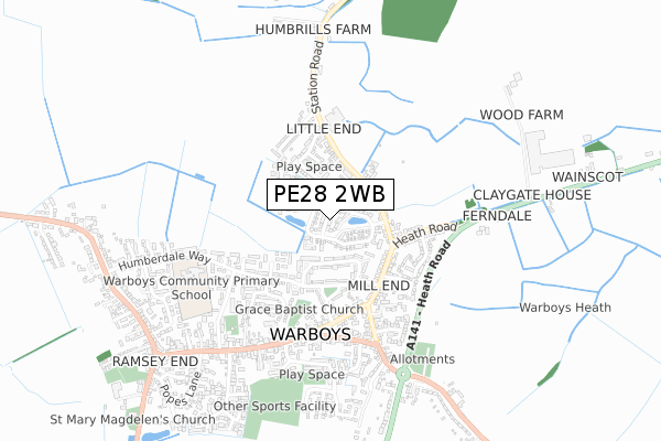 PE28 2WB map - small scale - OS Open Zoomstack (Ordnance Survey) PE28 2WB map - small scale - OS Open Zoomstack (Ordnance Survey)