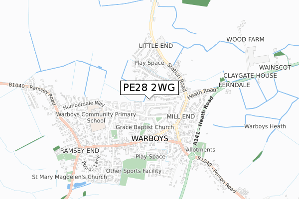 PE28 2WG map - small scale - OS Open Zoomstack (Ordnance Survey) PE28 2WG map - small scale - OS Open Zoomstack (Ordnance Survey)