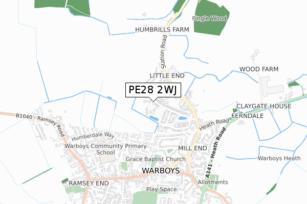 PE28 2WJ map - small scale - OS Open Zoomstack (Ordnance Survey) PE28 2WJ map - small scale - OS Open Zoomstack (Ordnance Survey)