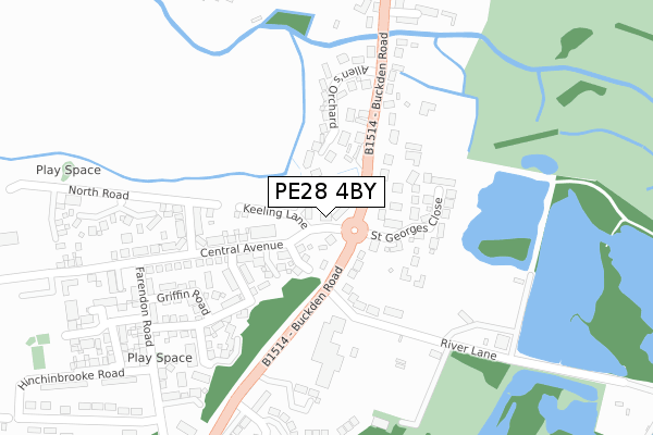 PE28 4BY map - large scale - OS Open Zoomstack (Ordnance Survey)