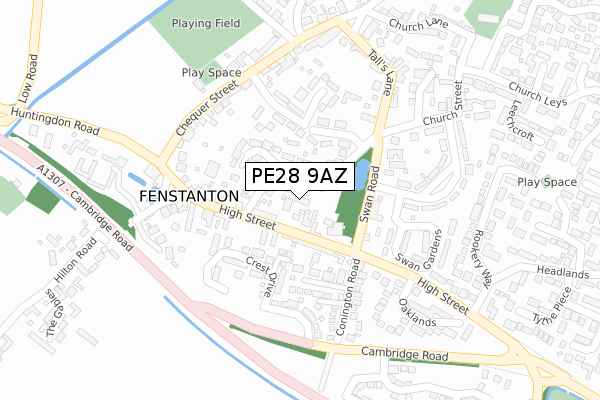 PE28 9AZ map - large scale - OS Open Zoomstack (Ordnance Survey)