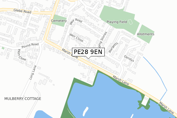 PE28 9EN map - large scale - OS Open Zoomstack (Ordnance Survey)