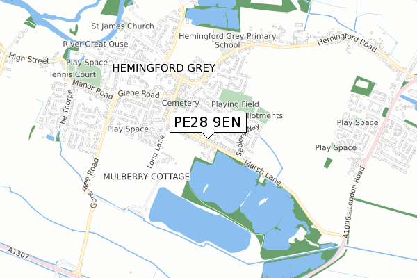 PE28 9EN map - small scale - OS Open Zoomstack (Ordnance Survey)