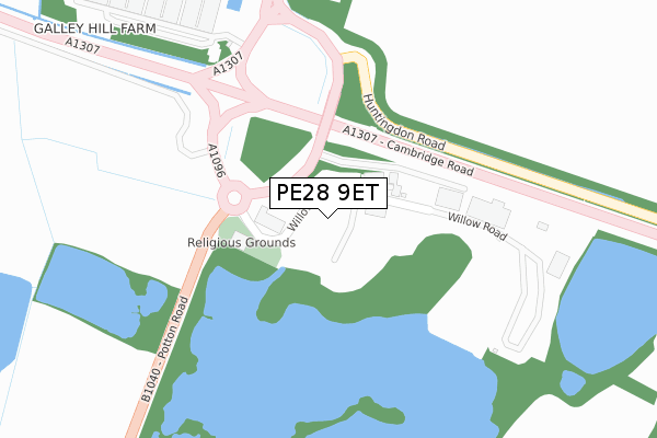 PE28 9ET map - large scale - OS Open Zoomstack (Ordnance Survey)