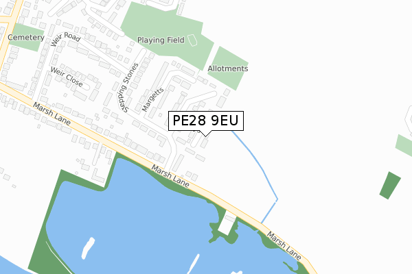 PE28 9EU map - large scale - OS Open Zoomstack (Ordnance Survey)