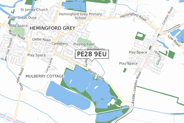 PE28 9EU map - small scale - OS Open Zoomstack (Ordnance Survey)