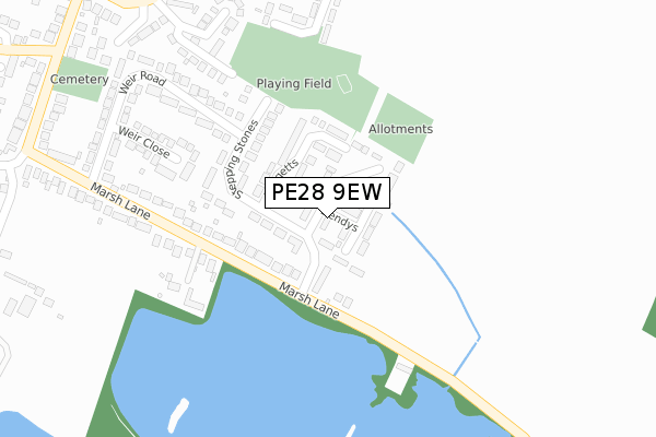 PE28 9EW map - large scale - OS Open Zoomstack (Ordnance Survey)