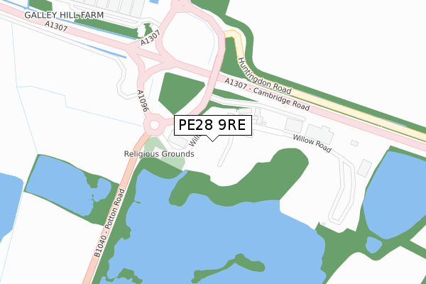 PE28 9RE map - large scale - OS Open Zoomstack (Ordnance Survey)