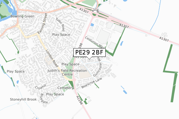 PE29 2BF map - small scale - OS Open Zoomstack (Ordnance Survey)