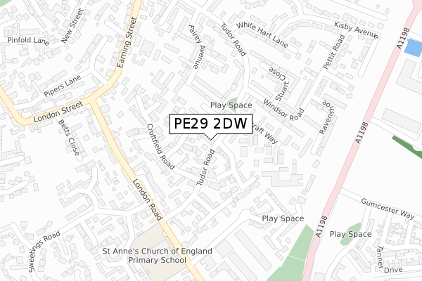 PE29 2DW map - large scale - OS Open Zoomstack (Ordnance Survey)