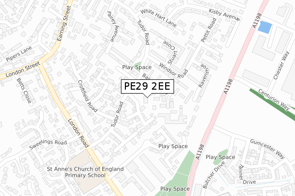 PE29 2EE map - large scale - OS Open Zoomstack (Ordnance Survey)