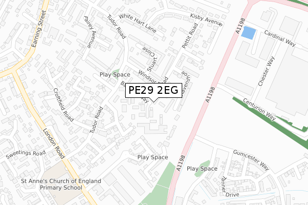 PE29 2EG map - large scale - OS Open Zoomstack (Ordnance Survey)