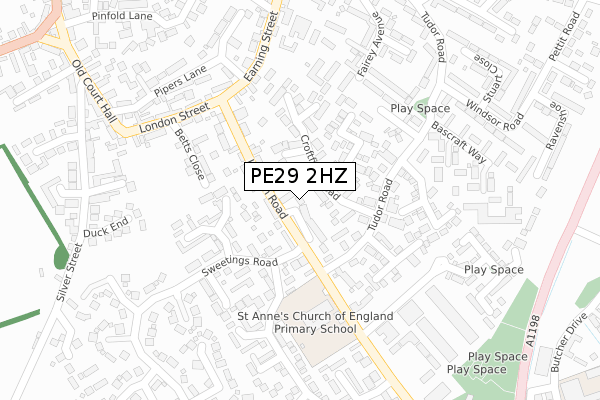 PE29 2HZ map - large scale - OS Open Zoomstack (Ordnance Survey)
