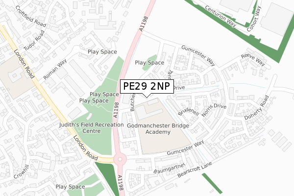 PE29 2NP map - large scale - OS Open Zoomstack (Ordnance Survey)