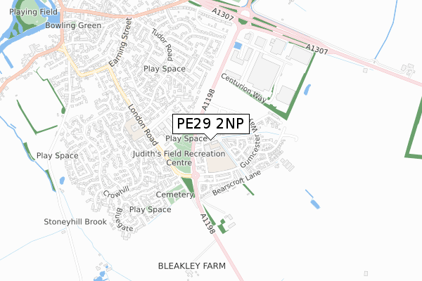 PE29 2NP map - small scale - OS Open Zoomstack (Ordnance Survey)
