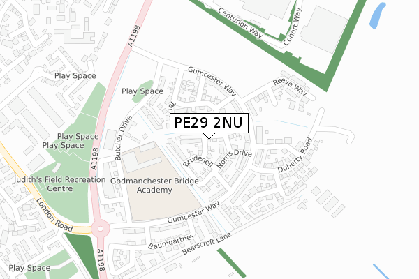 PE29 2NU map - large scale - OS Open Zoomstack (Ordnance Survey)