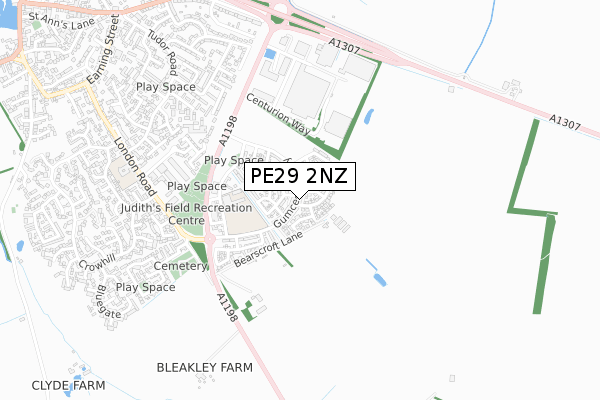 PE29 2NZ map - small scale - OS Open Zoomstack (Ordnance Survey)