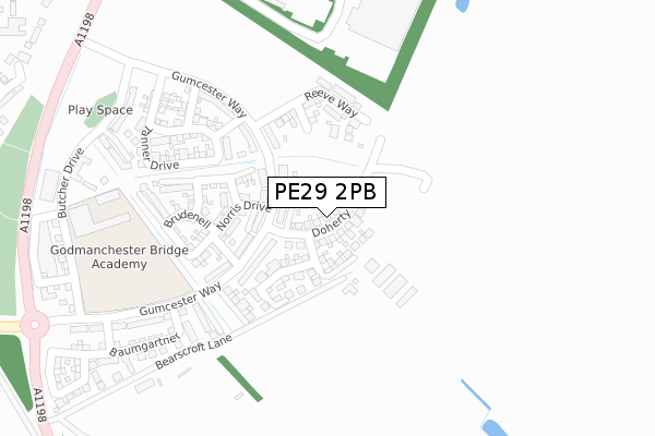 PE29 2PB map - large scale - OS Open Zoomstack (Ordnance Survey)