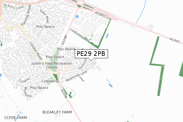PE29 2PB map - small scale - OS Open Zoomstack (Ordnance Survey)