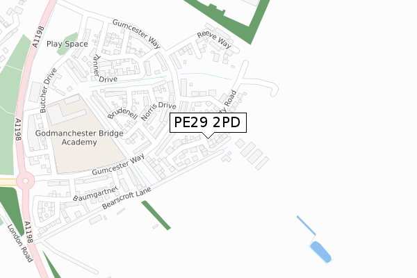 PE29 2PD map - large scale - OS Open Zoomstack (Ordnance Survey)