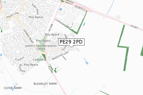 PE29 2PD map - small scale - OS Open Zoomstack (Ordnance Survey)