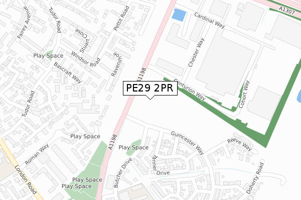 PE29 2PR map - large scale - OS Open Zoomstack (Ordnance Survey)