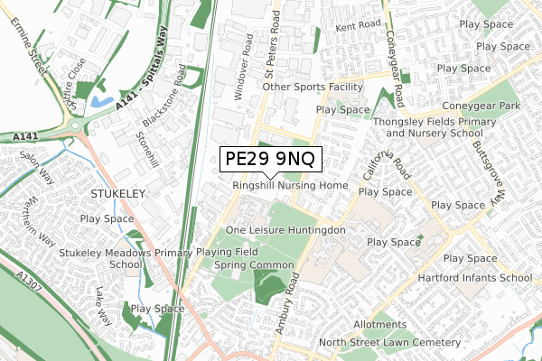 PE29 9NQ map - small scale - OS Open Zoomstack (Ordnance Survey)