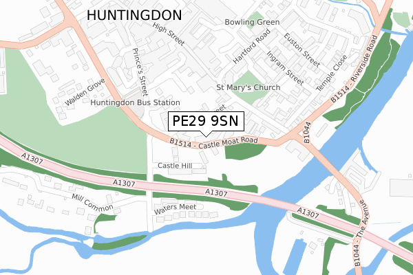 PE29 9SN map - large scale - OS Open Zoomstack (Ordnance Survey)