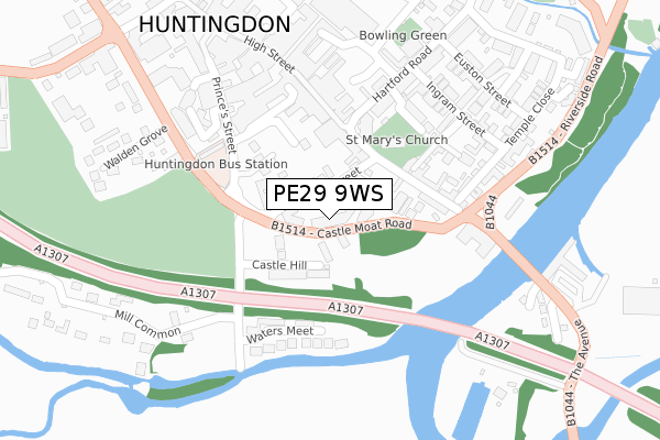 PE29 9WS map - large scale - OS Open Zoomstack (Ordnance Survey)