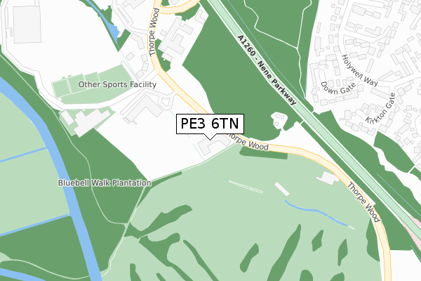 PE3 6TN map - large scale - OS Open Zoomstack (Ordnance Survey)