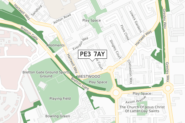 PE3 7AY map - large scale - OS Open Zoomstack (Ordnance Survey)