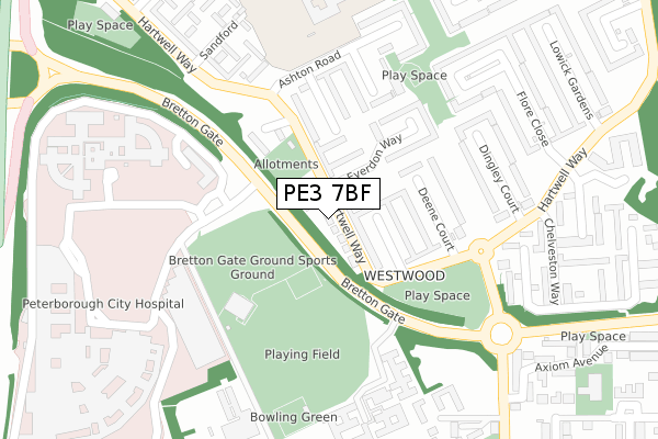 PE3 7BF map - large scale - OS Open Zoomstack (Ordnance Survey) PE3 7BF map - large scale - OS Open Zoomstack (Ordnance Survey)