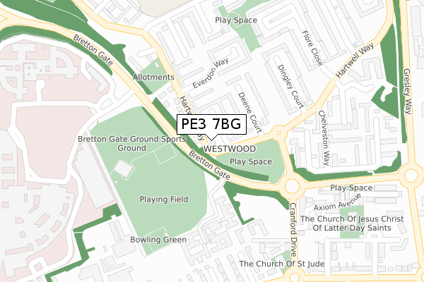 PE3 7BG map - large scale - OS Open Zoomstack (Ordnance Survey)