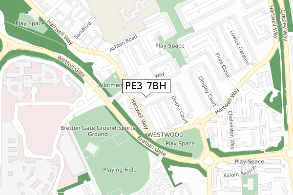 PE3 7BH map - large scale - OS Open Zoomstack (Ordnance Survey)