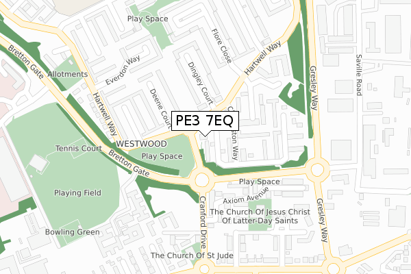PE3 7EQ map - large scale - OS Open Zoomstack (Ordnance Survey)