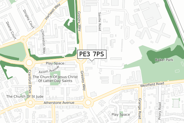 PE3 7PS map - large scale - OS Open Zoomstack (Ordnance Survey)