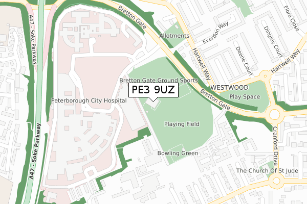 PE3 9UZ map - large scale - OS Open Zoomstack (Ordnance Survey) PE3 9UZ map - large scale - OS Open Zoomstack (Ordnance Survey)