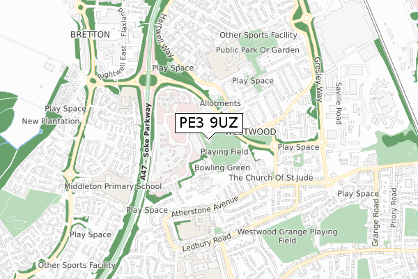 PE3 9UZ map - small scale - OS Open Zoomstack (Ordnance Survey) PE3 9UZ map - small scale - OS Open Zoomstack (Ordnance Survey)